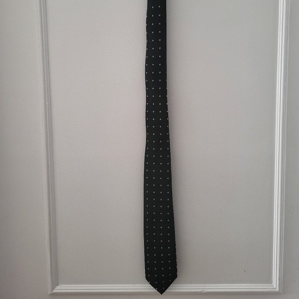 Prada Milano Black & Pink Polka Dot 100% Silk Tie